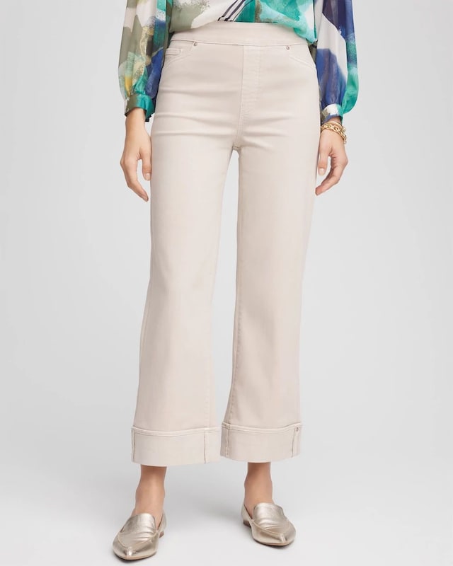 Pull-On Wide Leg Cuffed Jeans - image 1